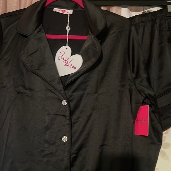 Buddy Love Prescott feather trim Pajama set in black - Picture 7 of 10